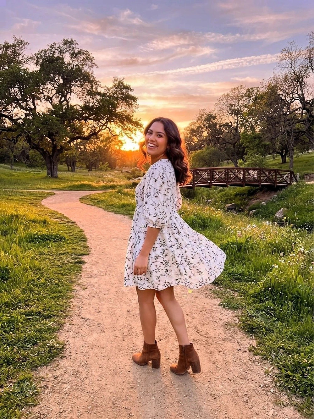 Universal Thread Floral Mini Dress in White & Black Size Medium